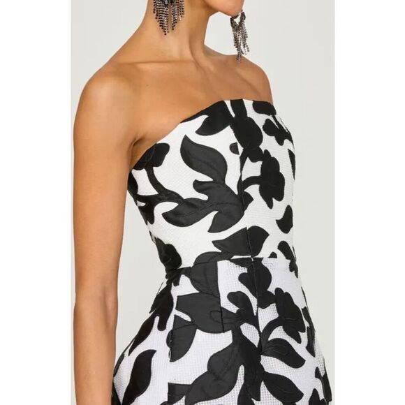 Helsi Women's Black White Floral Gigi Strapless Mini Cocktail Dress Large NWOT - Picture 2 of 9